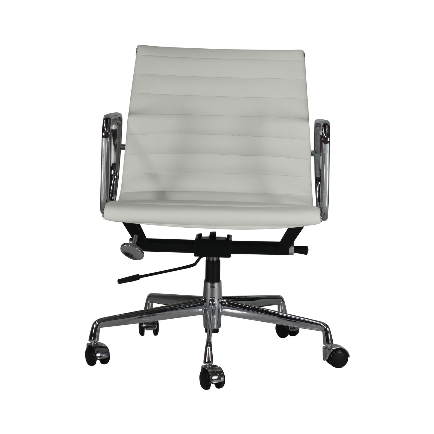 Low-backrest chair aluminium style | Milk Leather | Front