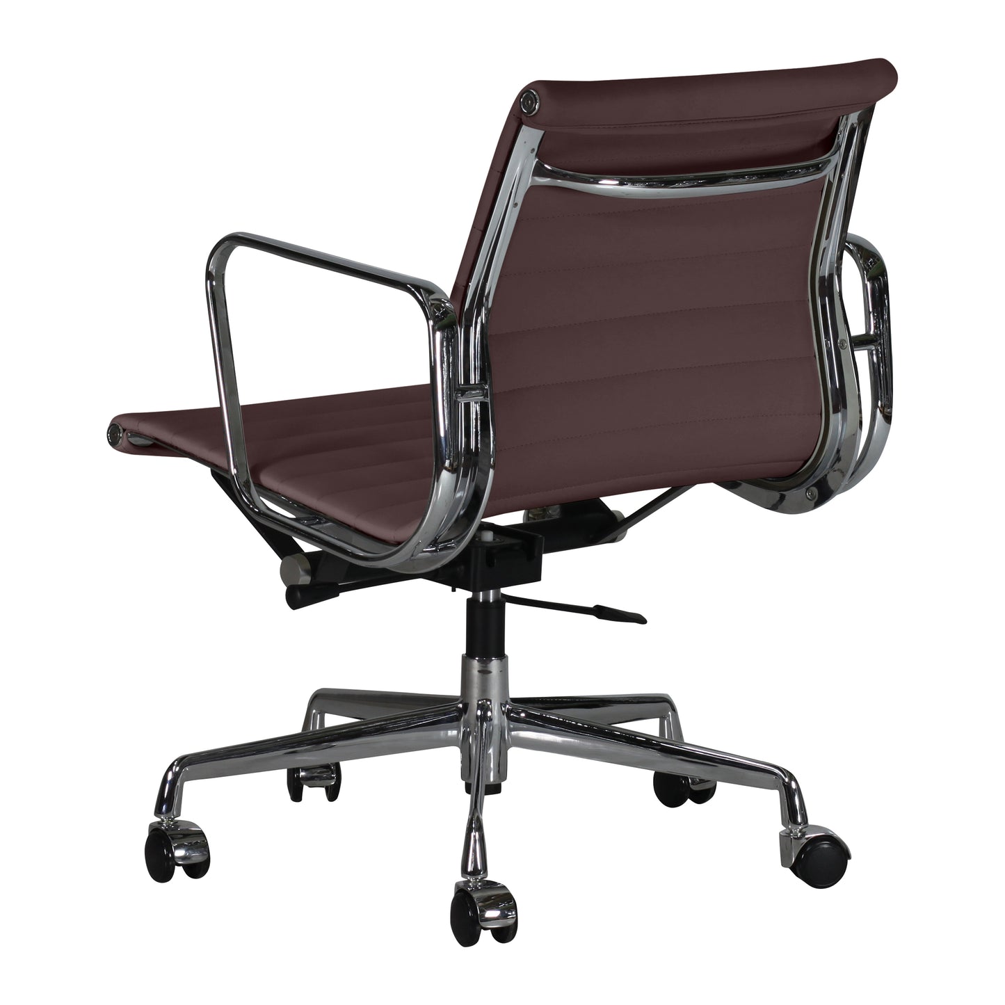 Low-backrest chair aluminium style | Chocolate Leather | Back