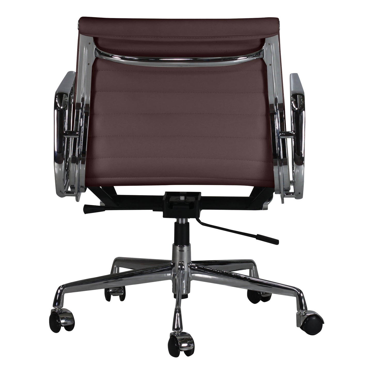 Low-backrest chair aluminium style | Chocolate Leather | Back