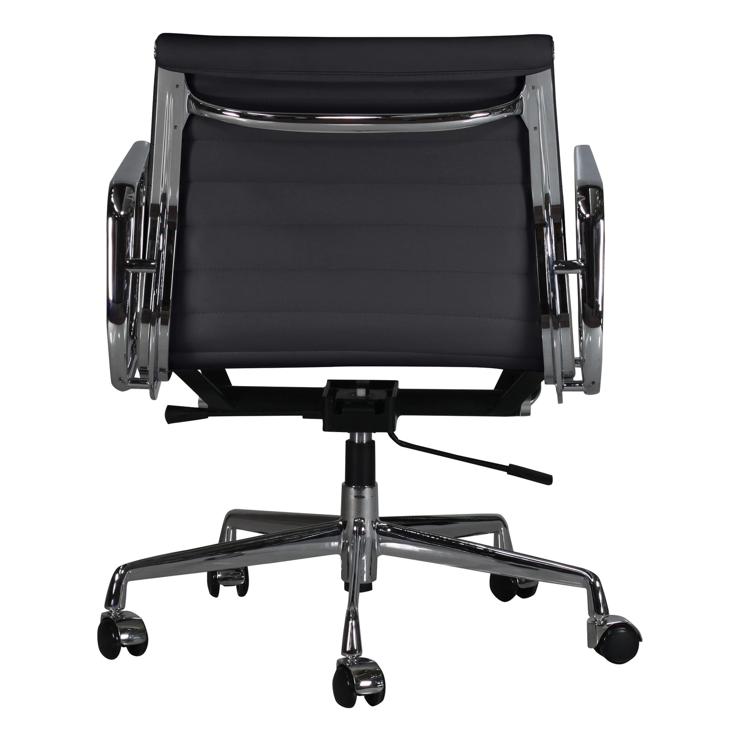 Low-backrest chair aluminium style | Black Leather | Back