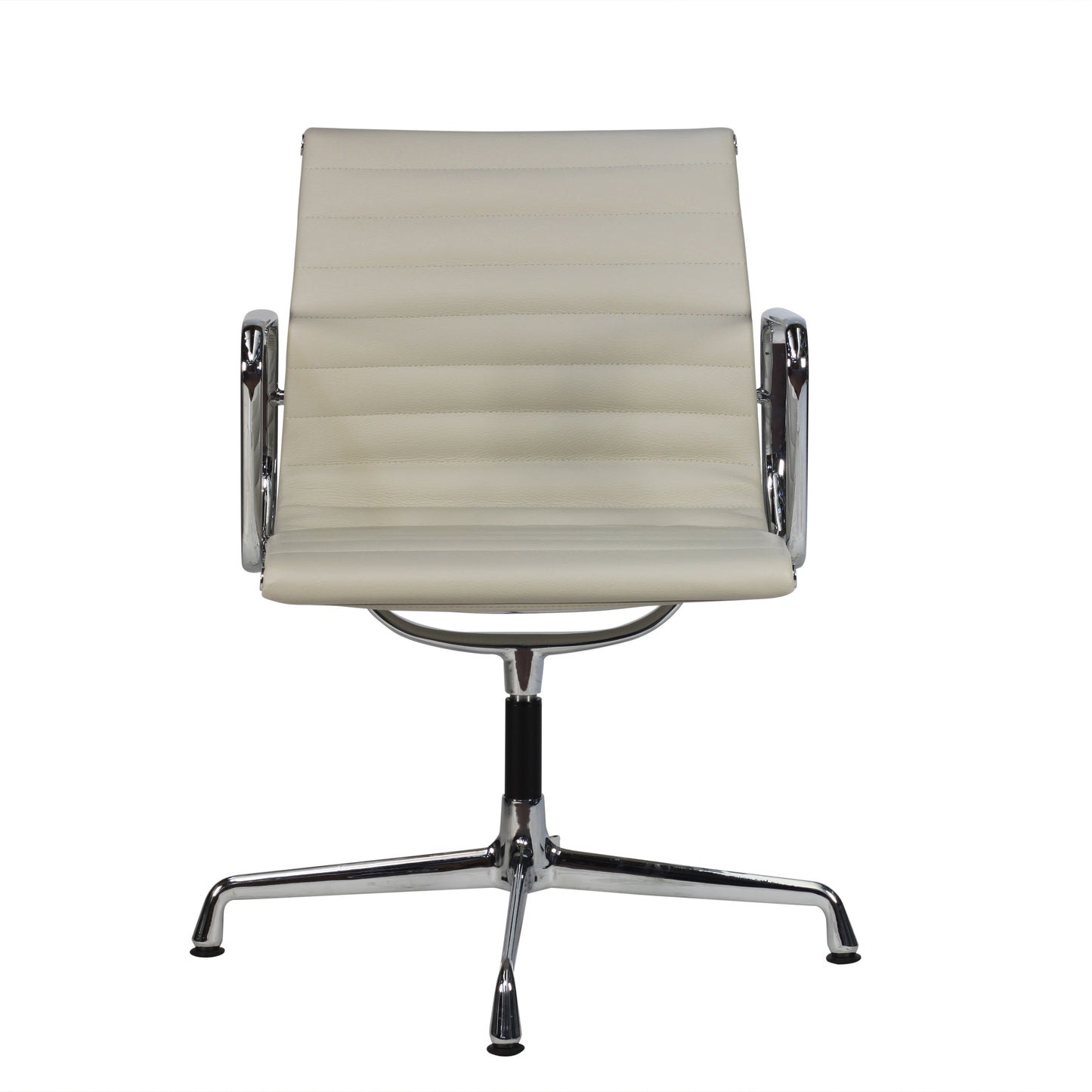 Chair without wheels aluminium style | Milk Leather | Front
