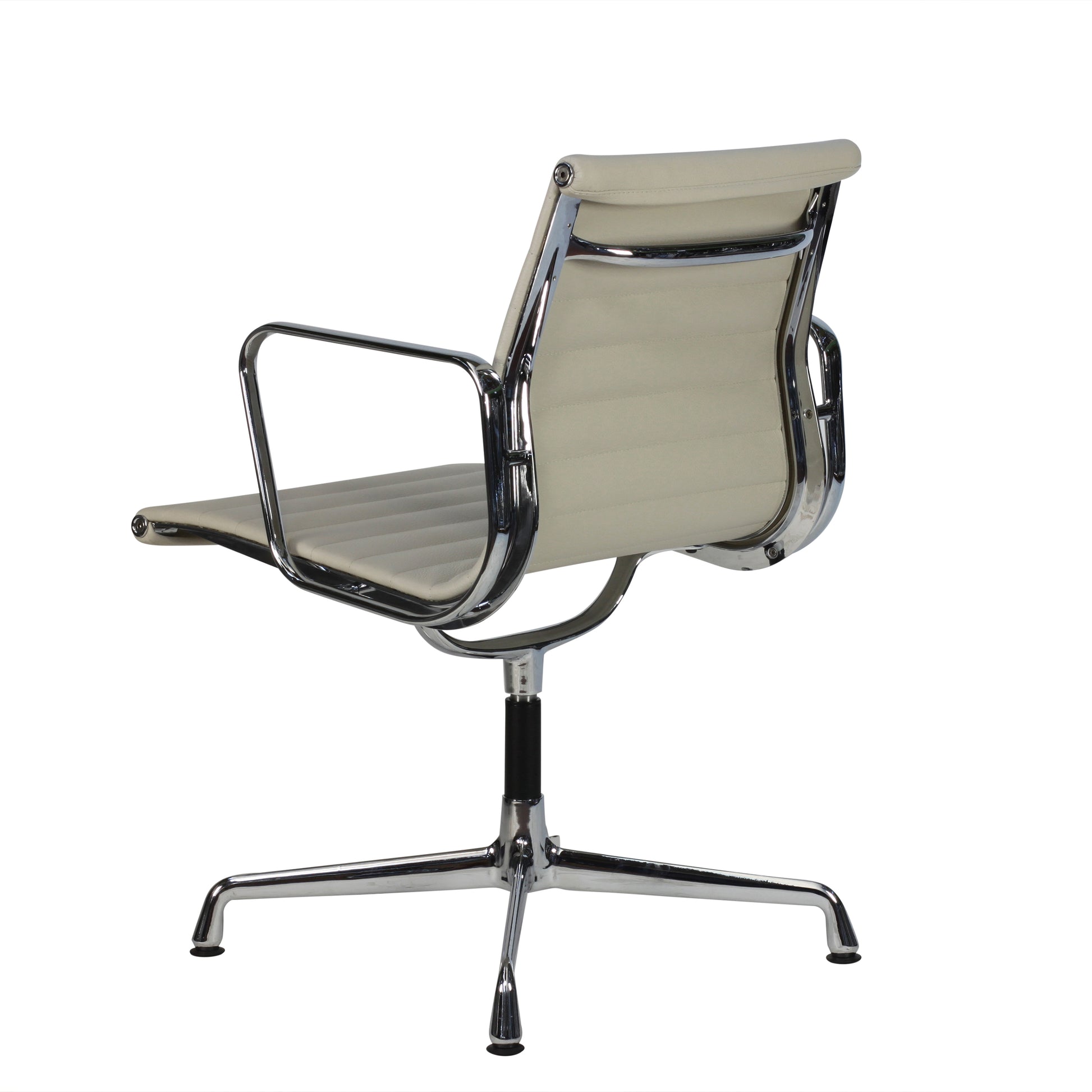 Chair without wheels aluminium style | Milk Leather | Side