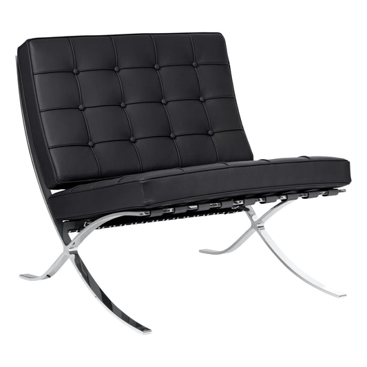 Chair barcelona style | Black Leather | Front